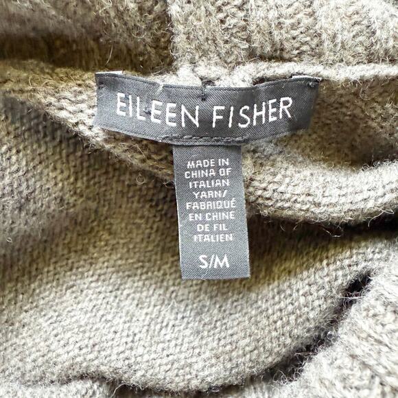 Eileen Fisher Brown/Gray Wool Cowl Neck Poncho Size S/M - Picture 3 of 3